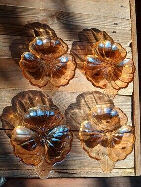 Vintage Jeannette Marigold Carnival Glass Dishes, Iridescent Depression Glass